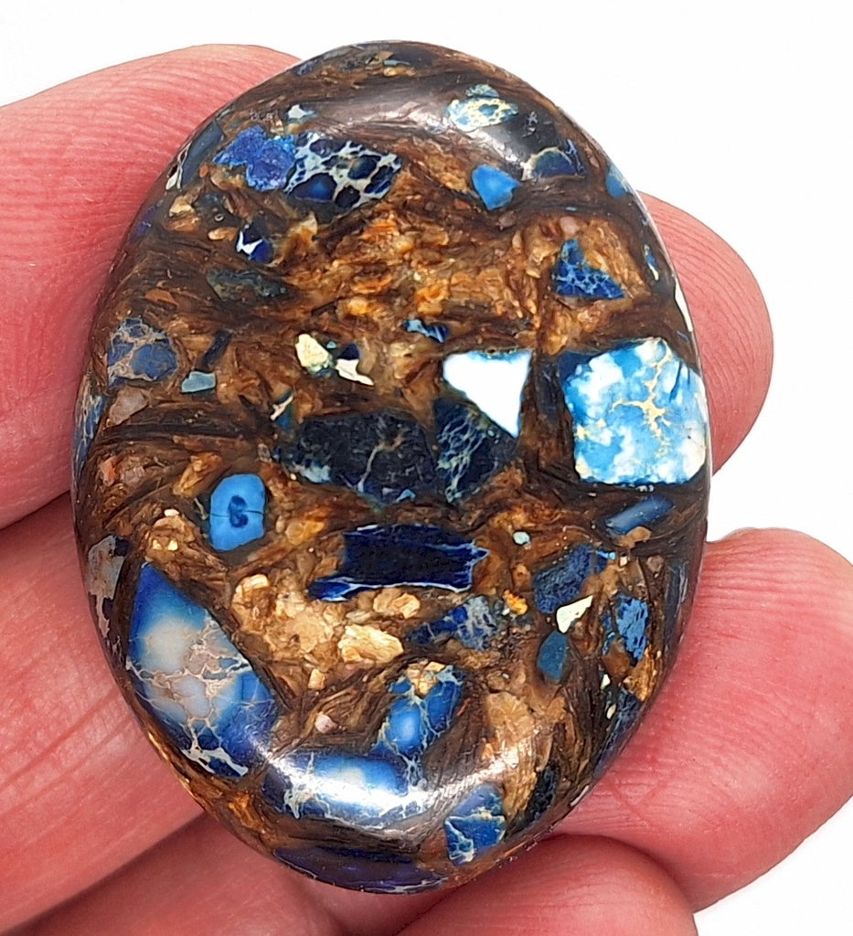 40x30mm Deep Blue Copper Matrix Collage Stone Oval Loose Cabachon Cab  S4000C