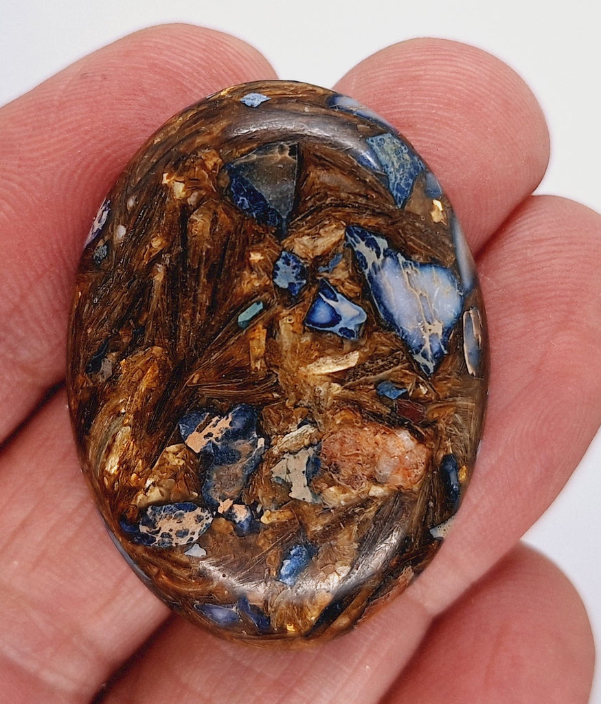 40x30mm Deep Blue Copper Matrix Collage Stone Oval Loose Cabachon Cab  S4000C