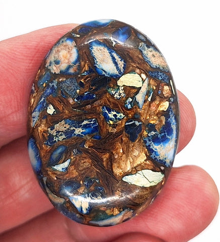 40x30mm Deep Blue Copper Matrix Collage Stone Oval Loose Cabachon Cab  S4000E