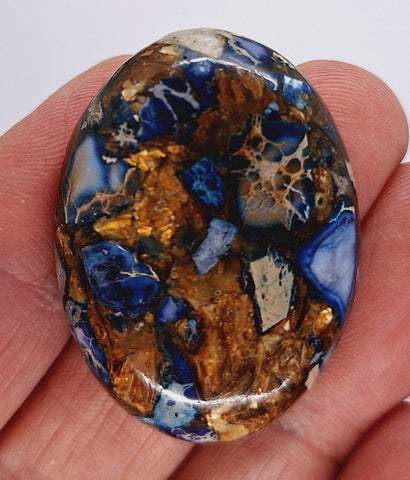 40x30mm Deep Blue Copper Matrix Collage Stone Oval Loose Cabachon Cab  S4000E