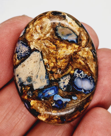 40x30mm Deep Blue Copper Matrix Collage Stone Oval Loose Cabachon Cab  S4000E