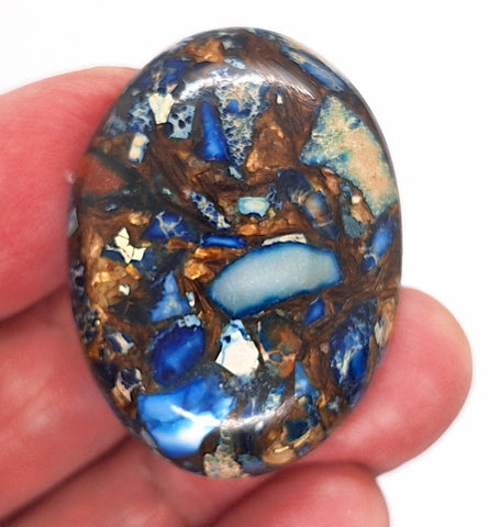 40x30mm Deep Blue Copper Matrix Collage Stone Oval Loose Cabachon Cab  S4000F