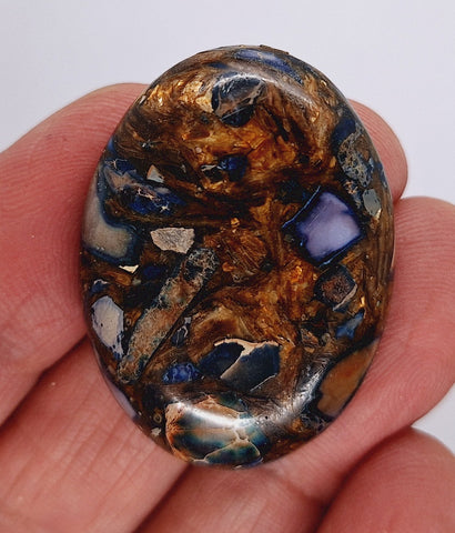 40x30mm Deep Blue Copper Matrix Collage Stone Oval Loose Cabachon Cab  S4000F