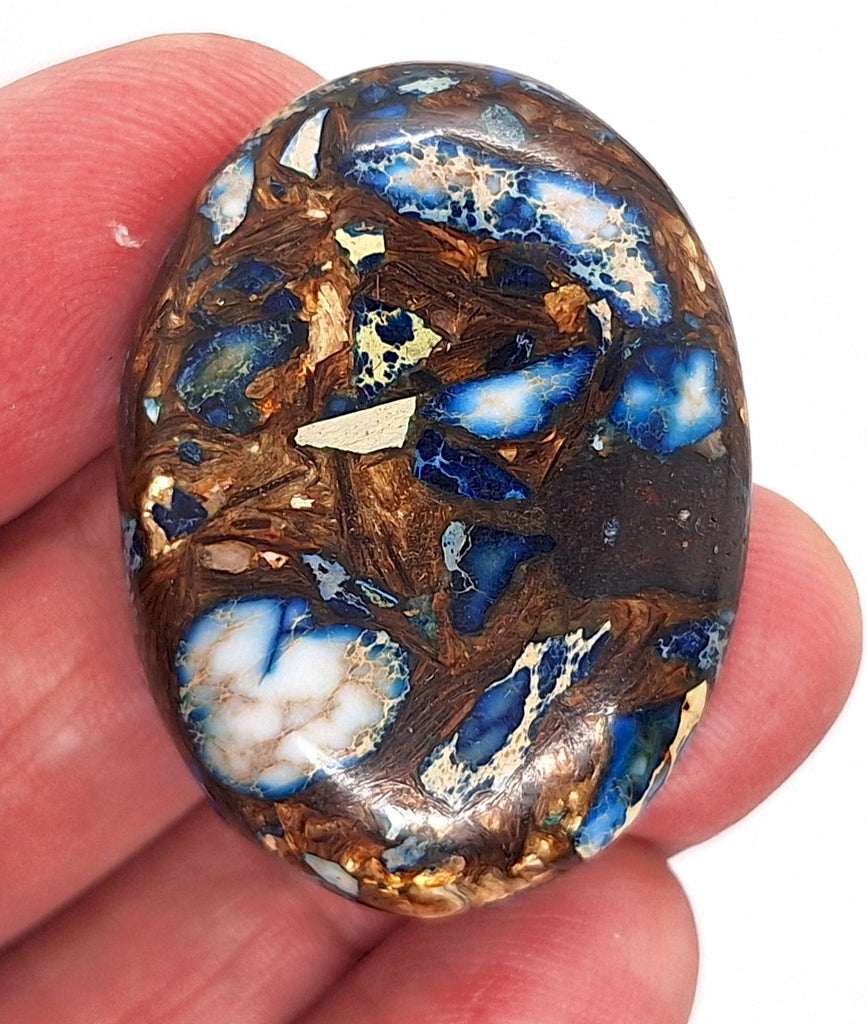 40x30mm Deep Blue Copper Matrix Collage Stone Oval Loose Cabachon Cab  S4000G