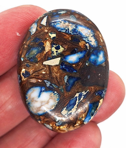 40x30mm Deep Blue Copper Matrix Collage Stone Oval Loose Cabachon Cab  S4000G