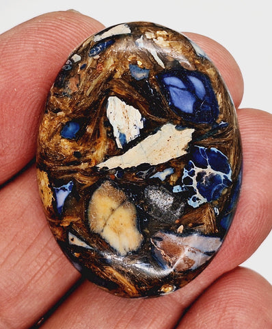 40x30mm Deep Blue Copper Matrix Collage Stone Oval Loose Cabachon Cab  S4000G