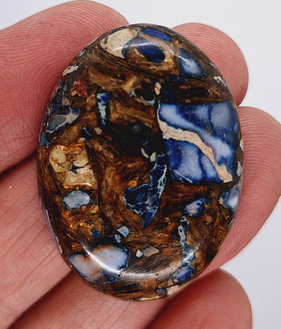 40x30mm Deep Blue Copper Matrix Collage Stone Oval Loose Cabachon Cab  S4000G