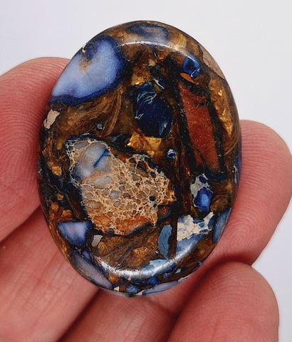 40x30mm Deep Blue Copper Matrix Collage Stone Oval Loose Cabachon Cab  S4000H