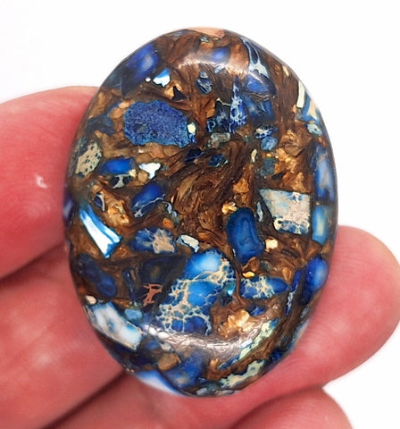 40x30mm Deep Blue Copper Matrix Collage Stone Oval Loose Cabachon Cab  S4000i