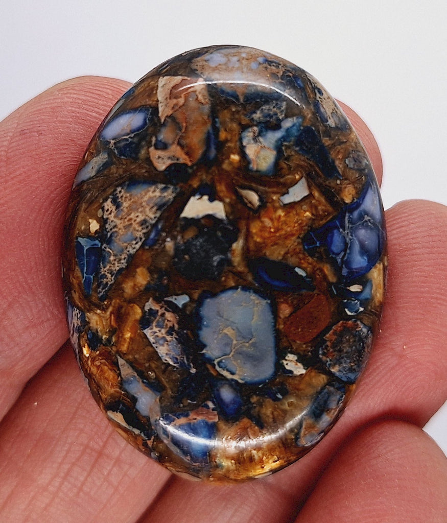 40x30mm Deep Blue Copper Matrix Collage Stone Oval Loose Cabachon Cab  S4000J