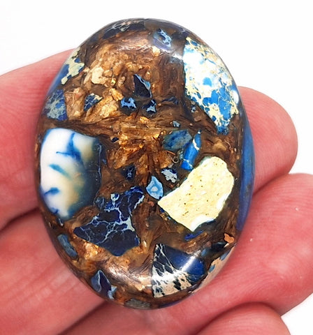 40x30mm Deep Blue Copper Matrix Collage Stone Oval Loose Cabachon Cab  S4000J