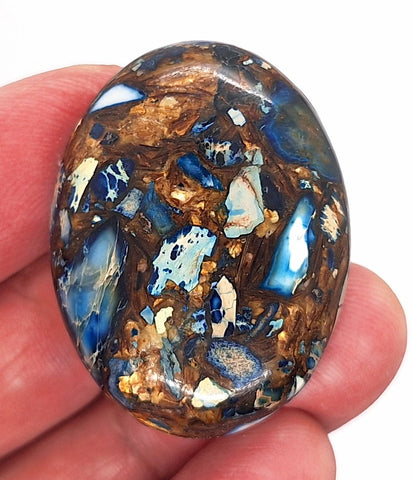 40x30mm Deep Blue Copper Matrix Collage Stone Oval Loose Cabachon Cab  S4000K