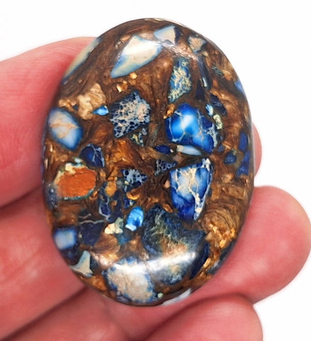 40x30mm Deep Blue Copper Matrix Collage Stone Oval Loose Cabochon Cab  S4000L