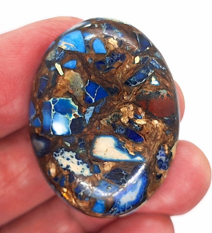 40x30mm Deep Blue Copper Matrix Collage Stone Oval Loose Cabochon Cab  S4000M