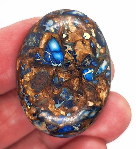 40x30mm Deep Blue Copper Matrix Collage Stone Oval Loose Cabochon Cab  S4000N