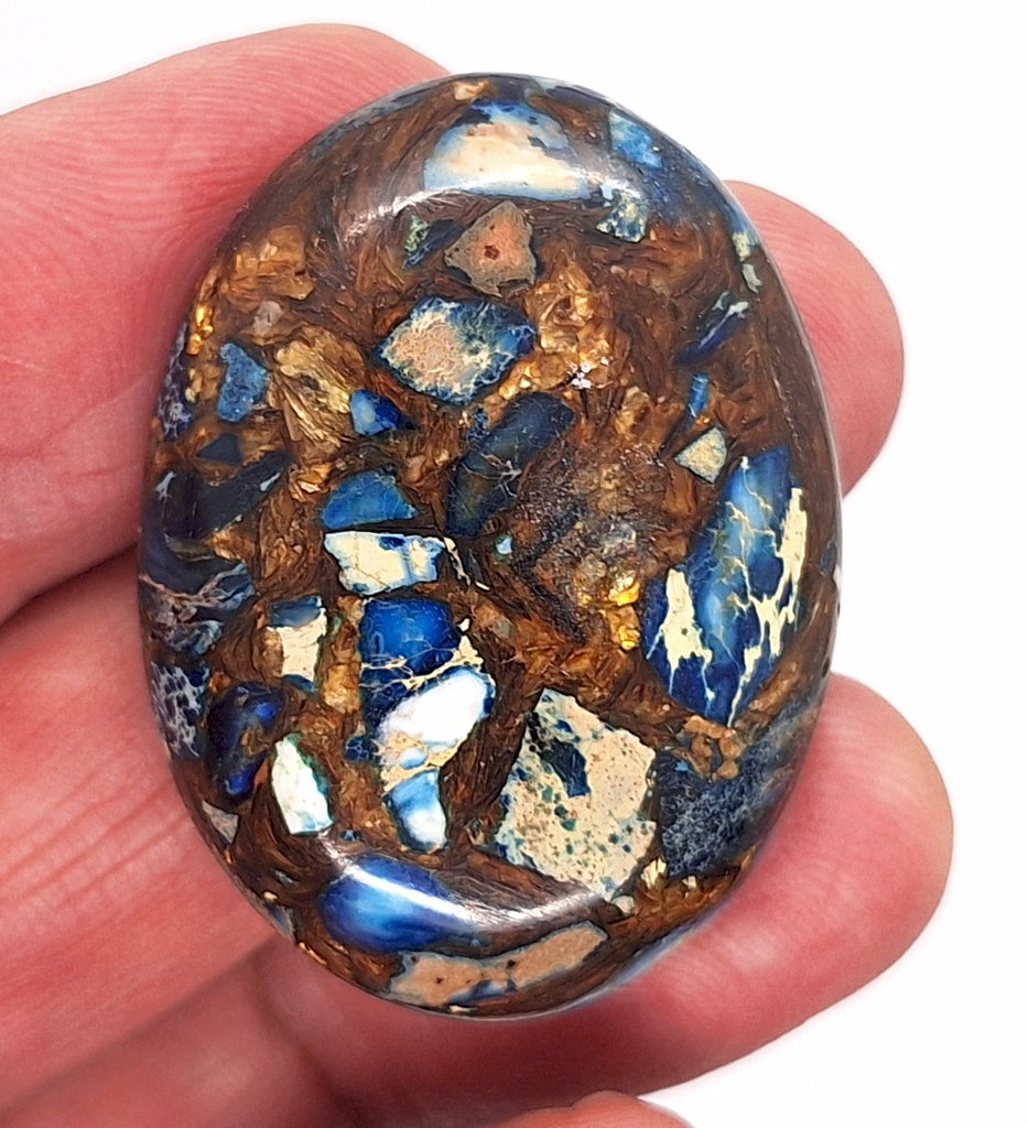40x30mm Deep Blue Copper Matrix Collage Stone Oval Loose Cabachon Cab  S4000B