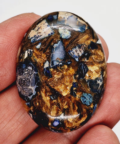 40x30mm Deep Blue Copper Matrix Collage Stone Oval Loose Cabachon Cab  S4000i