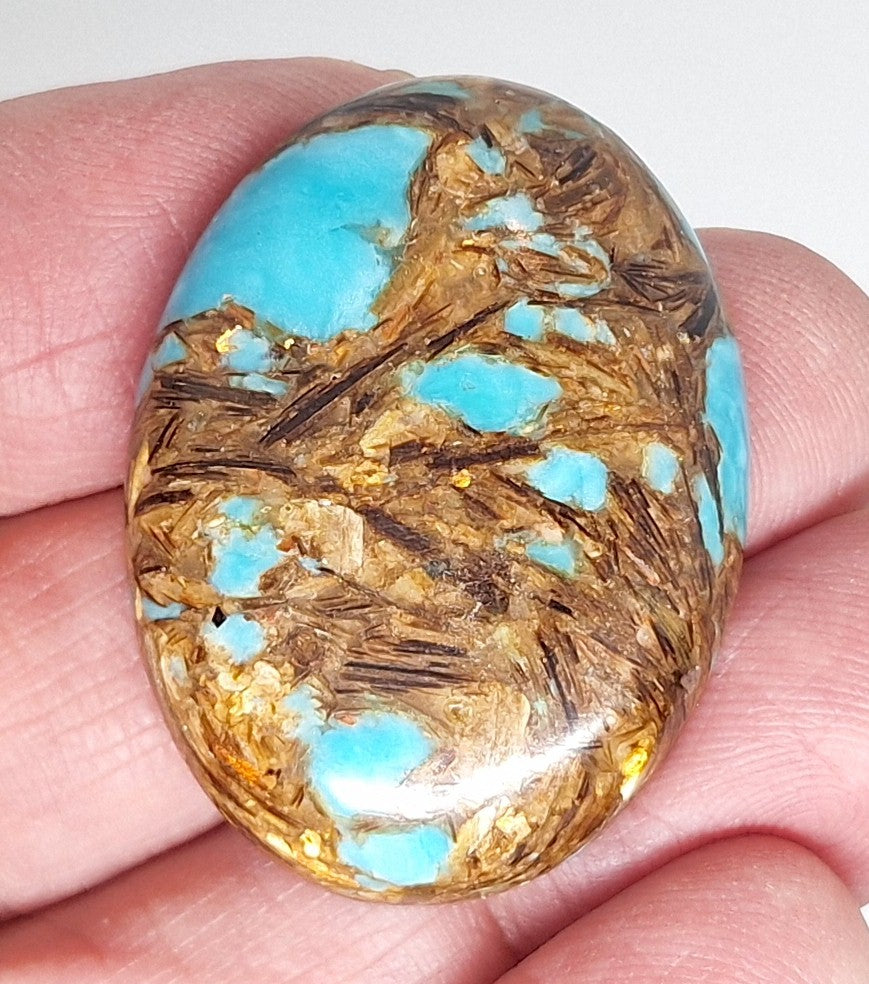 40x30mm Deep Turquoise Copper Matrix Collage Stone Oval Loose Cabachon Cab  S4007A