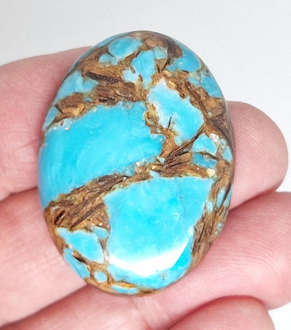 40x30mm Deep Turquoise Copper Matrix Collage Stone Oval Loose Cabachon Cab  S4007C