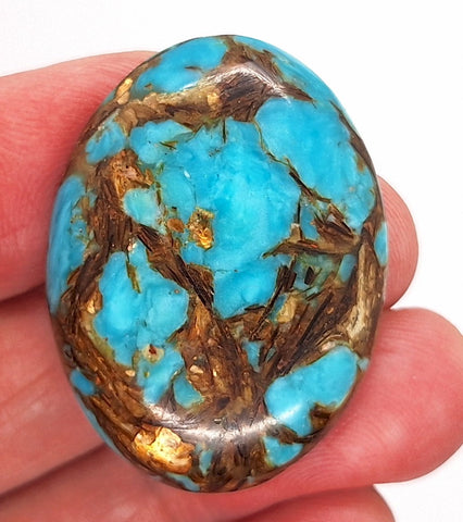 40x30mm Deep Turquoise Copper Matrix Collage Stone Oval Loose Cabachon Cab  S4007C