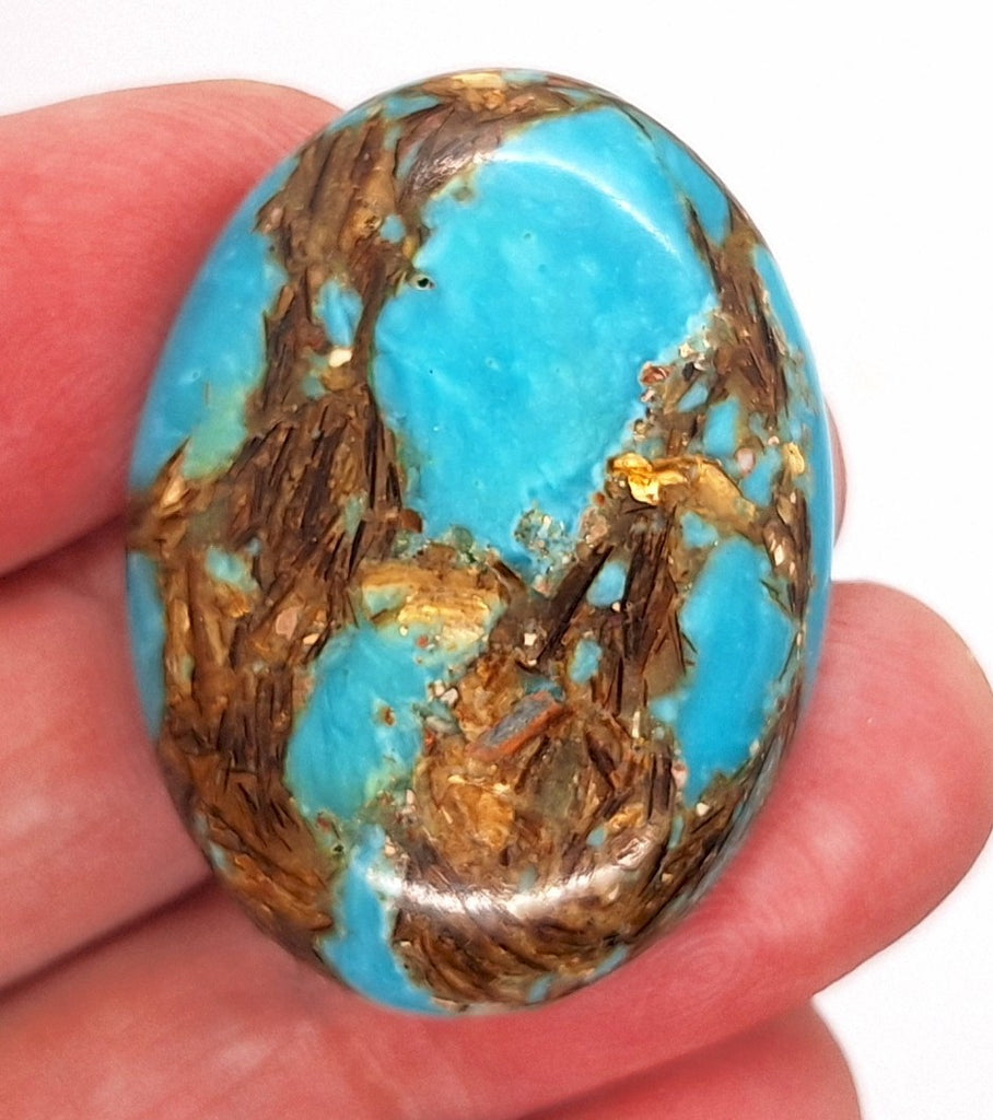 40x30mm Deep Turquoise Copper Matrix Collage Stone Oval Loose Cabachon Cab  S4007D
