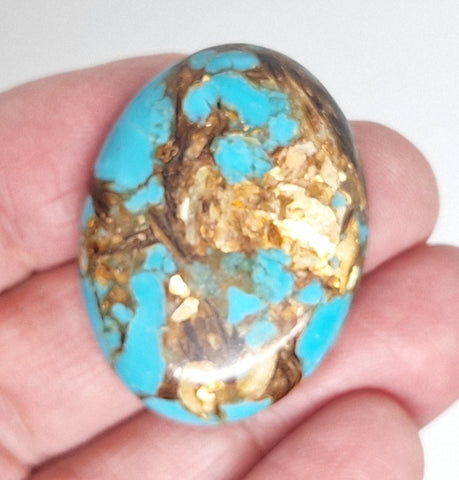 40x30mm Deep Turquoise Copper Matrix Collage Stone Oval Loose Cabachon Cab  S4007D