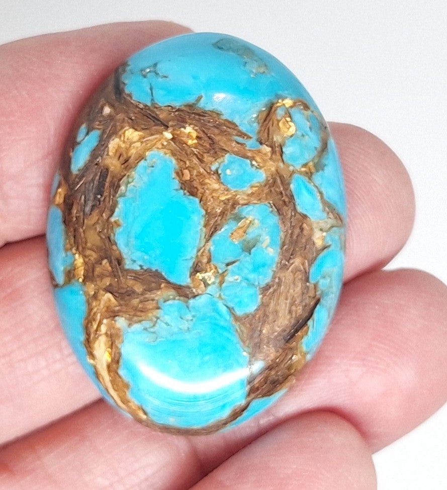 40x30mm Deep Turquoise Copper Matrix Collage Stone Oval Loose Cabachon Cab  S4007E