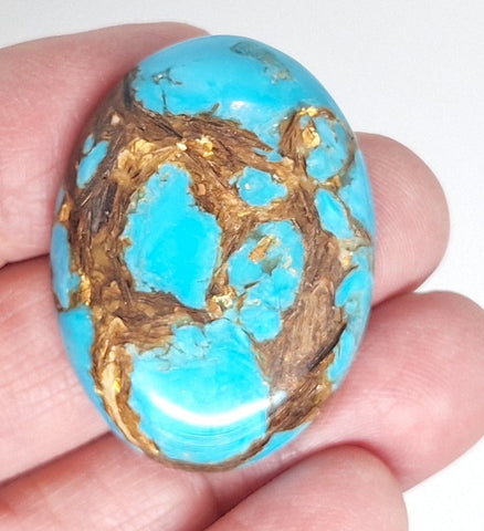 40x30mm Deep Turquoise Copper Matrix Collage Stone Oval Loose Cabachon Cab  S4007E