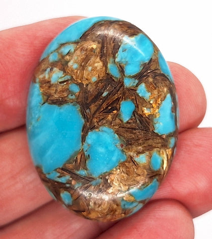 40x30mm Deep Turquoise Copper Matrix Collage Stone Oval Loose Cabachon Cab  S4007E