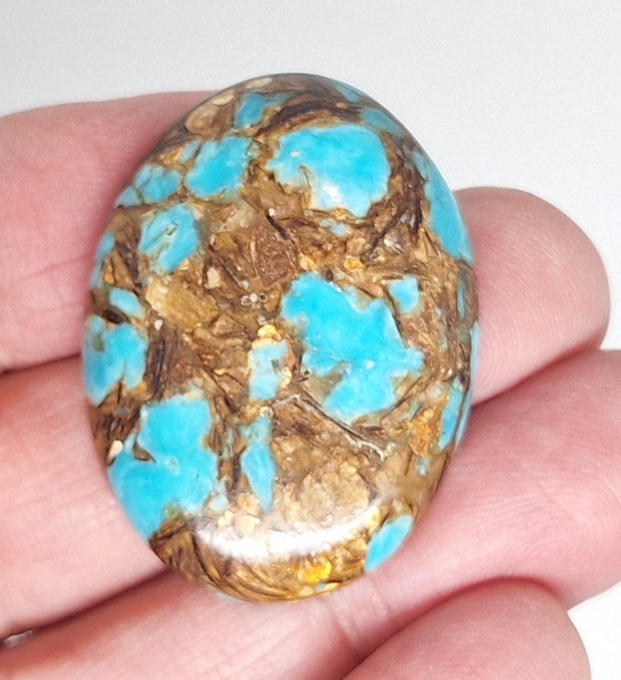 40x30mm Deep Turquoise Copper Matrix Collage Stone Oval Loose Cabachon Cab  S4007F