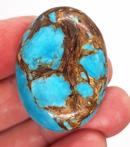 40x30mm Deep Turquoise Copper Matrix Collage Stone Oval Loose Cabachon Cab  S4007F