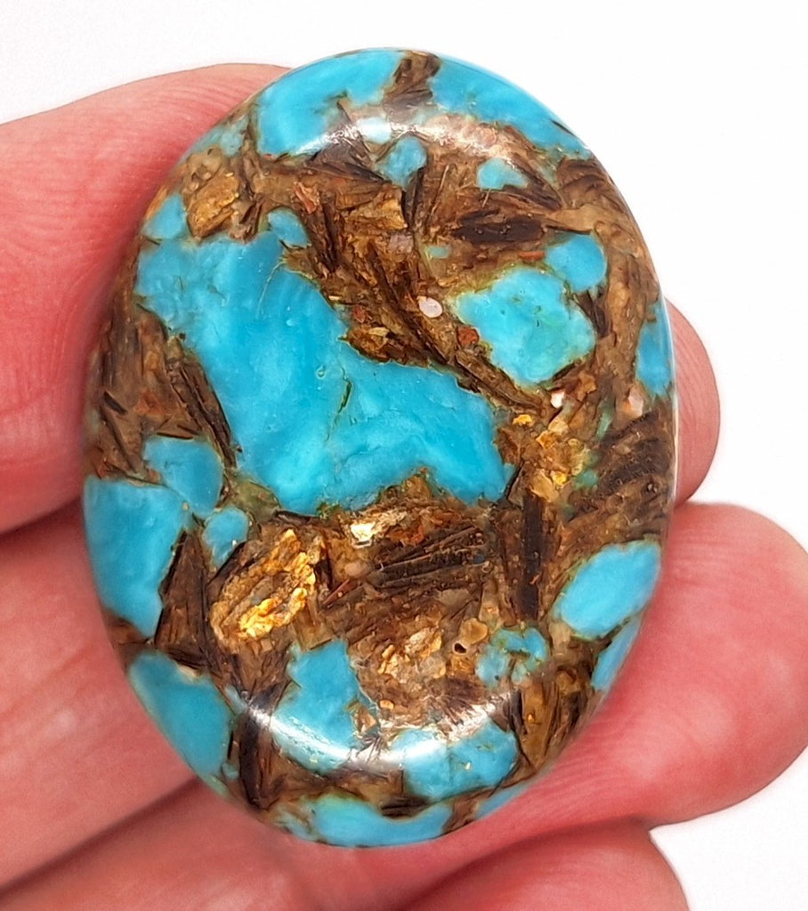 40x30mm Deep Turquoise Copper Matrix Collage Stone Oval Loose Cabachon Cab  S4007G