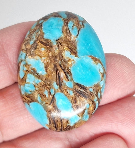 40x30mm Deep Turquoise Copper Matrix Collage Stone Oval Loose Cabachon Cab  S4007G