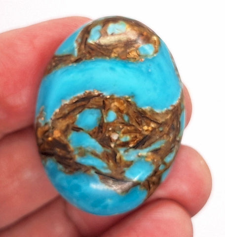 40x30mm Deep Turquoise Copper Matrix Collage Stone Oval Loose Cabachon Cab  S4007J