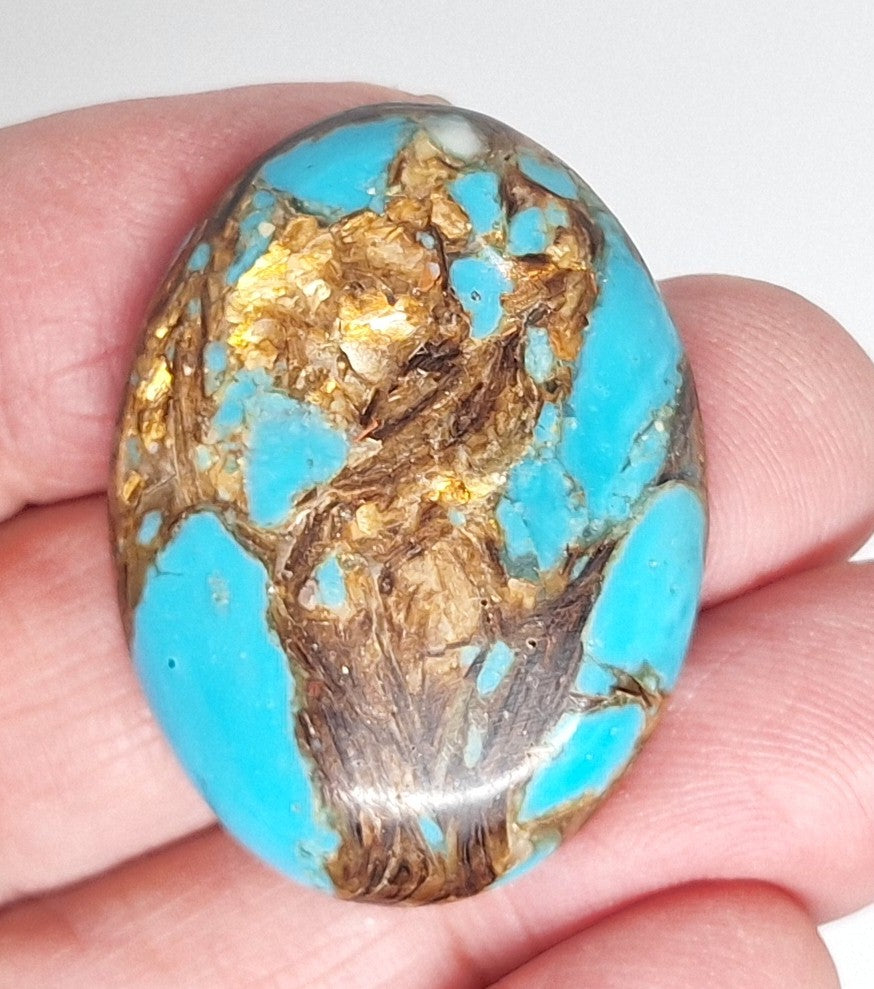 40x30mm Deep Turquoise Copper Matrix Collage Stone Oval Loose Cabachon Cab  S4007L