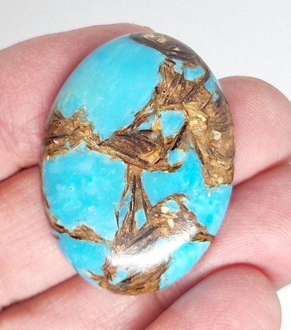 40x30mm Deep Turquoise Copper Matrix Collage Stone Oval Loose Cabachon Cab  S4007M