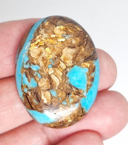 40x30mm Deep Turquoise Copper Matrix Collage Stone Oval Loose Cabachon Cab  S4007N