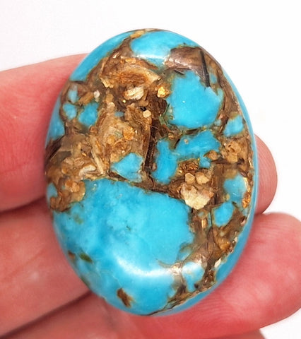 40x30mm Deep Turquoise Copper Matrix Collage Stone Oval Loose Cabachon Cab  S4007i