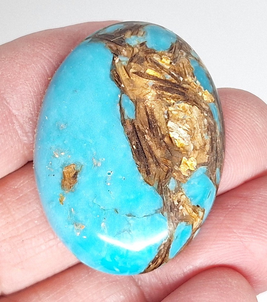 40x30mm Deep Turquoise Copper Matrix Collage Stone Oval Loose Cabachon Cab  S4007o
