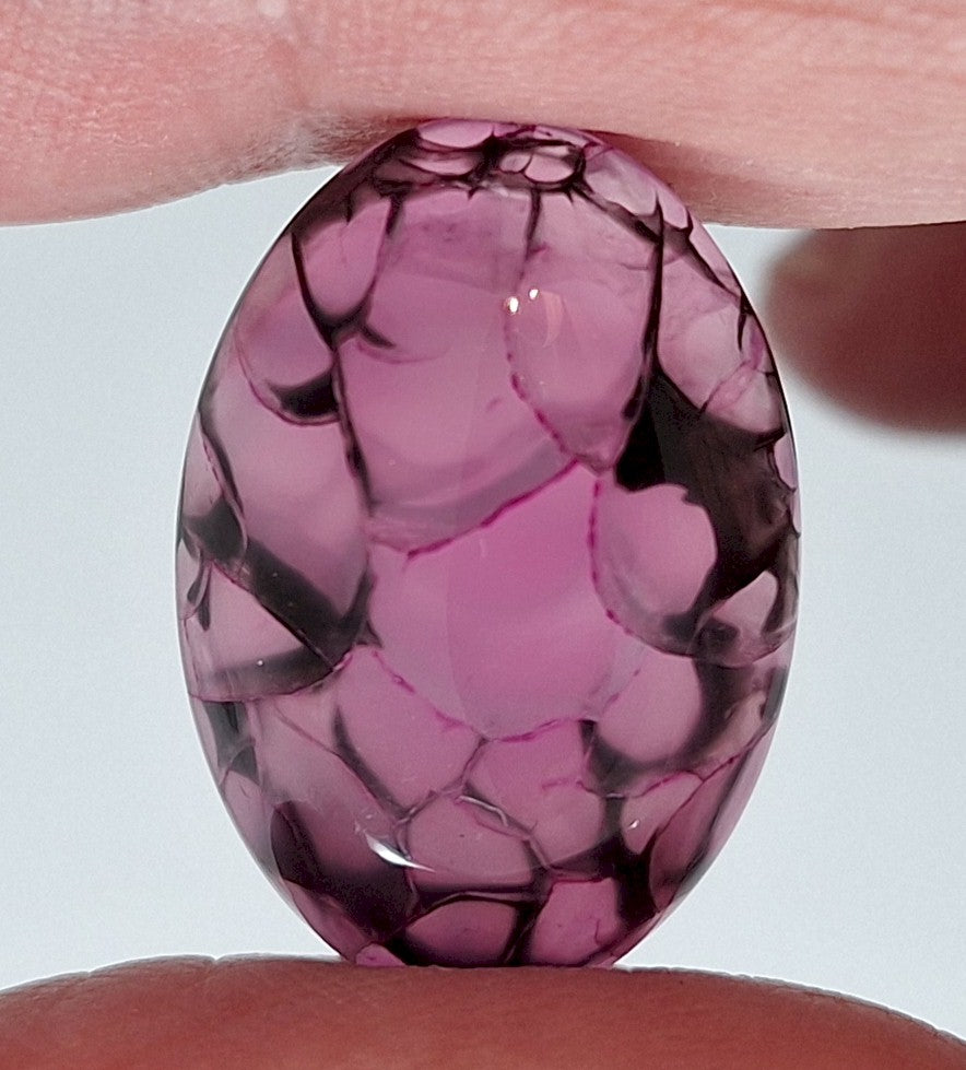 25x18mm Dyed Magenta Deep Pink Dragon Vein Agate Cabochon Stone S4008A