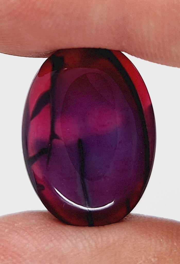 25x18mm Dyed Magenta Deep Pink Dragon Vein Agate Cabochon Stone S4008A