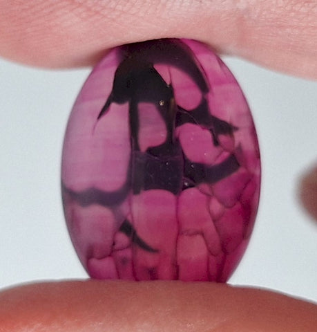 25x18mm Dyed Magenta Deep Pink Dragon Vein Agate Cabochon Stone S4008B