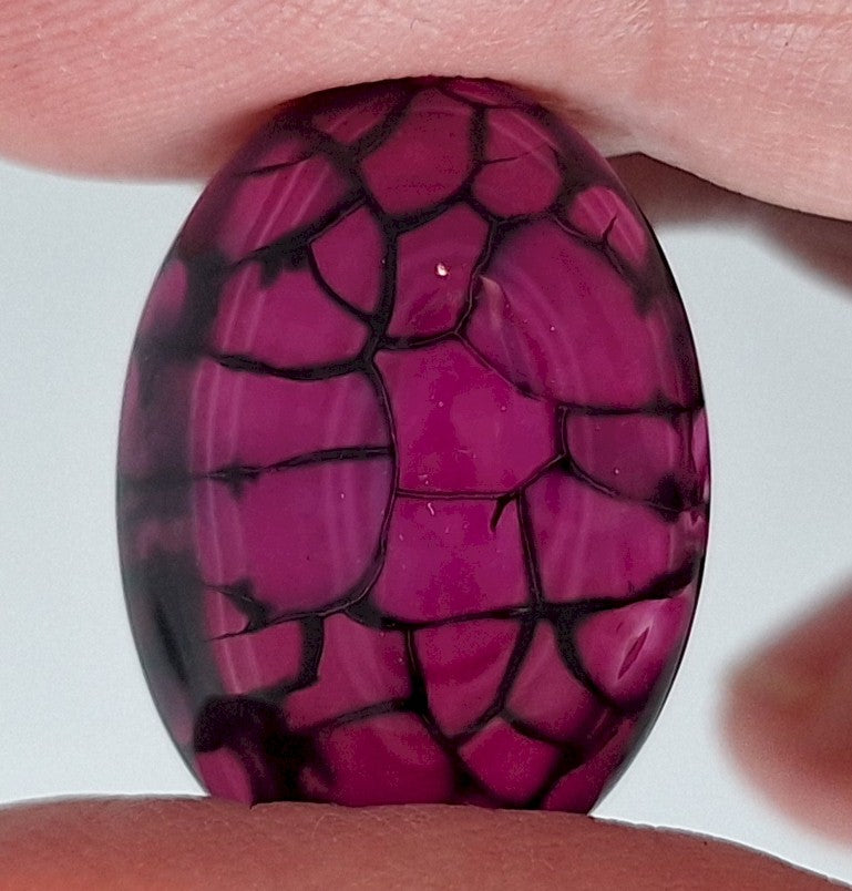 25x18mm Dyed Magenta Deep Pink Dragon Vein Agate Cabochon Stone S4008C
