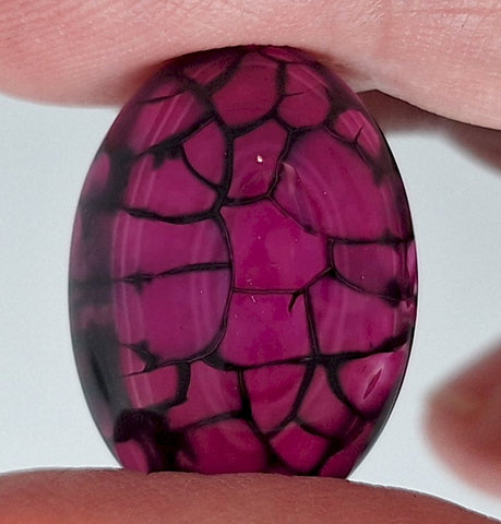 25x18mm Dyed Magenta Deep Pink Dragon Vein Agate Cabochon Stone S4008C