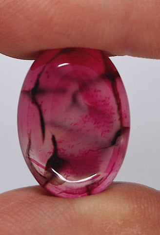 25x18mm Dyed Magenta Deep Pink Dragon Vein Agate Cabochon Stone S4008C