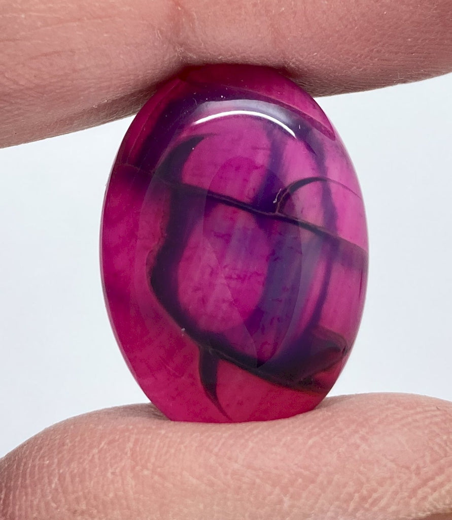 25x18mm Dyed Magenta Deep Pink Dragon Vein Agate Cabochon Stone S4008D