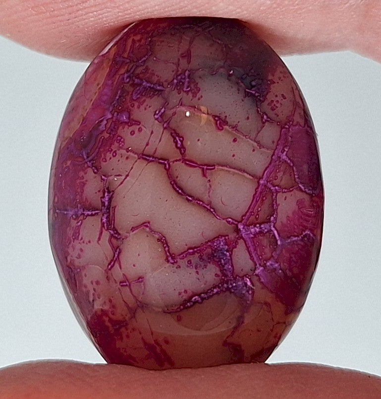 25x18mm Dyed Magenta Deep Pink Dragon Vein Agate Cabochon Stone S4008E
