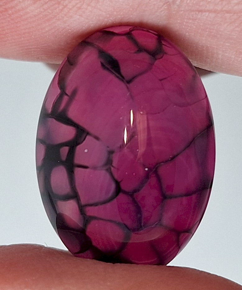 25x18mm Dyed Magenta Deep Pink Dragon Vein Agate Cabochon Stone S4008F
