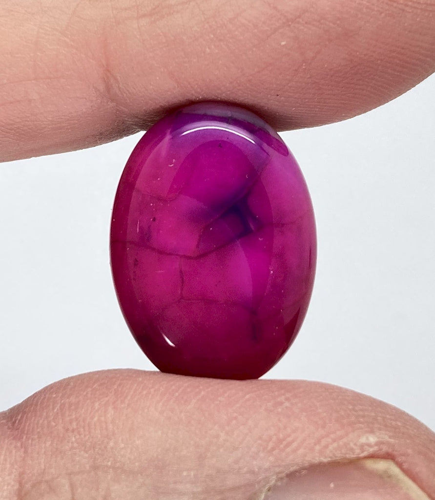 25x18mm Dyed Magenta Deep Pink Dragon Vein Agate Cabochon Stone S4008H