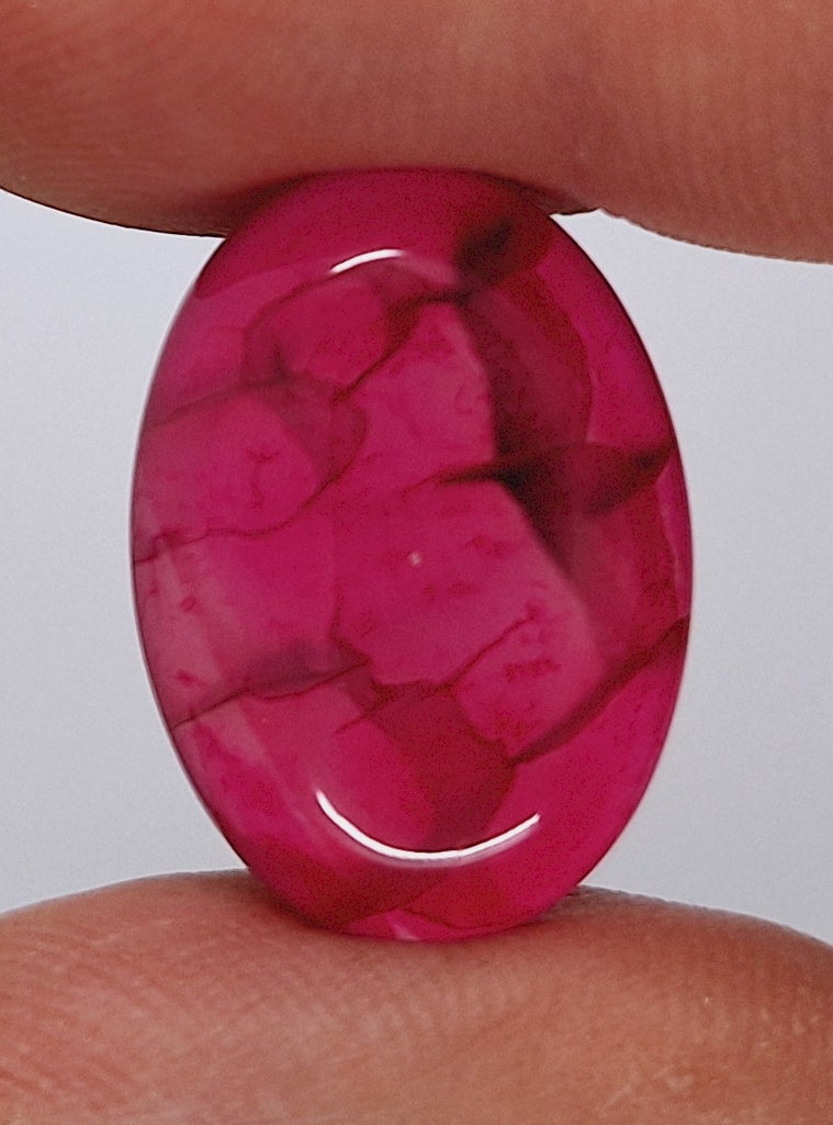 25x18mm Dyed Magenta Deep Pink Dragon Vein Agate Cabochon Stone S4008H